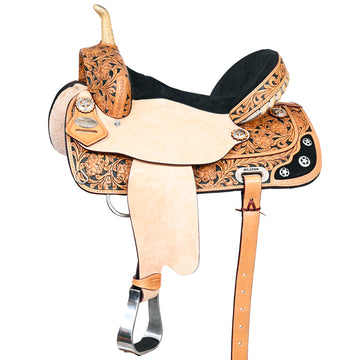 Hilason Western Horse Treeless Trail Barrel American Leather Saddle